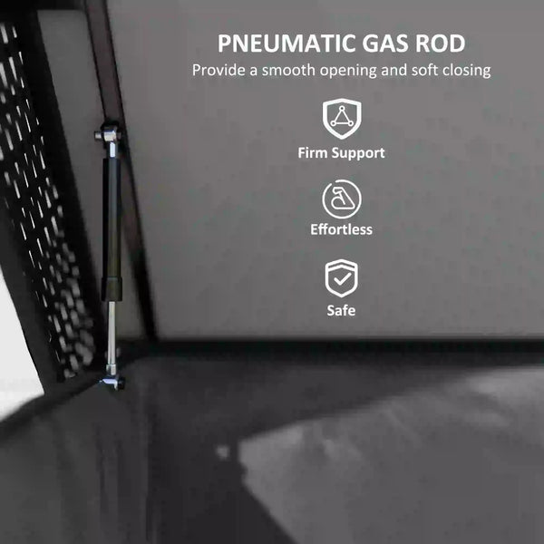 165 Gallon Wicker Patio Box with Waterproof Liner, Gas Lift &amp; Universal Wheels, Black