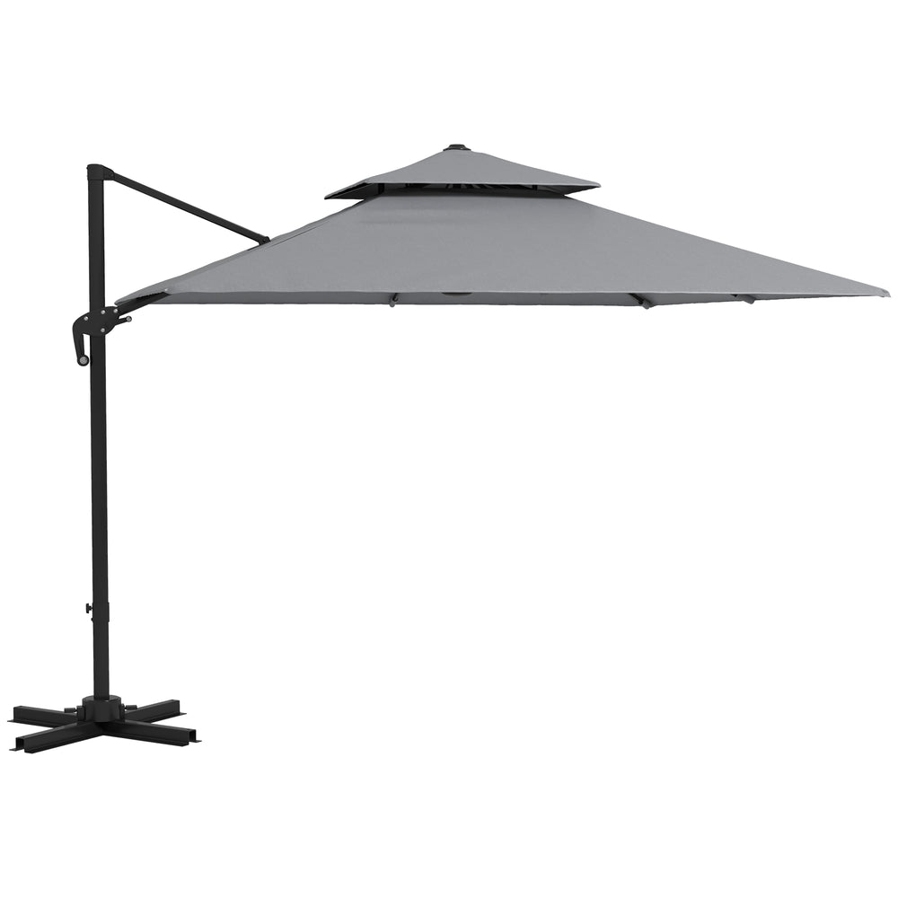 9.8-foot square cantilever parasol, 360° rotation, light grey