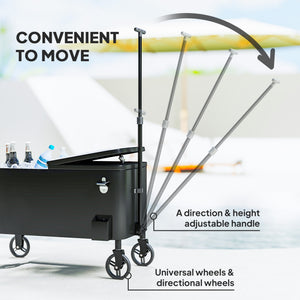 76L refrigerated trolley with wheels and adjustable handle, black
