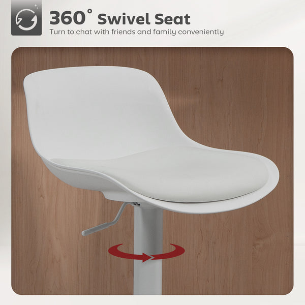 Set of 2 bar stools with swivel seats in faux leather, white