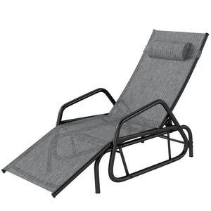 Sliding garden armchair, reclinable and adjustable in 3 positions with headrest, grey.