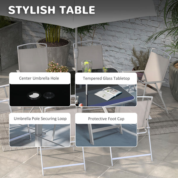 8-piece patio set with parasol, grey