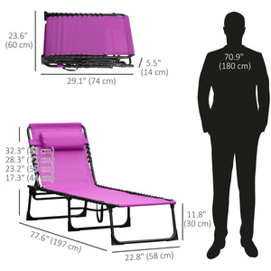 Folding chaise lounge with headrest, purple