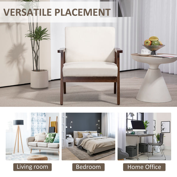 Modern accent chairs with upholstered seat, cream white