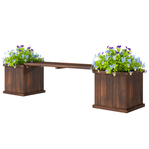 Raised Bench Planter for Patio and Park, 175 x 38 x 40 cm, Charred