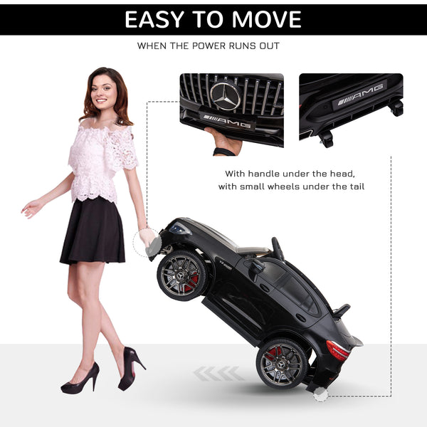 12V electric car with remote control and suspension, black