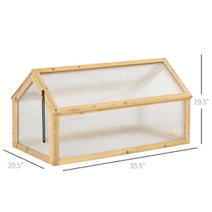 Portable raised wooden garden greenhouse with hinged lid