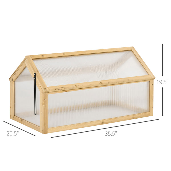 Portable raised wooden garden greenhouse with hinged lid