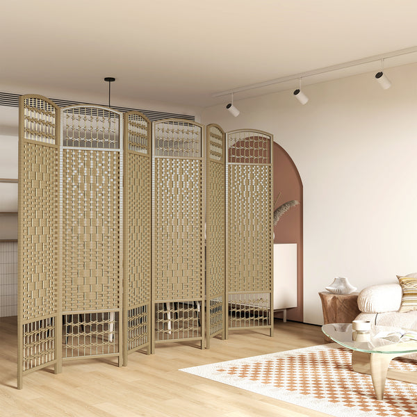 6-panel folding partition wall made of corrugated fiber, natural color