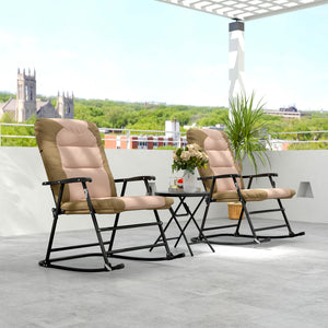 Set of 2 folding outdoor rocking chairs, light brown