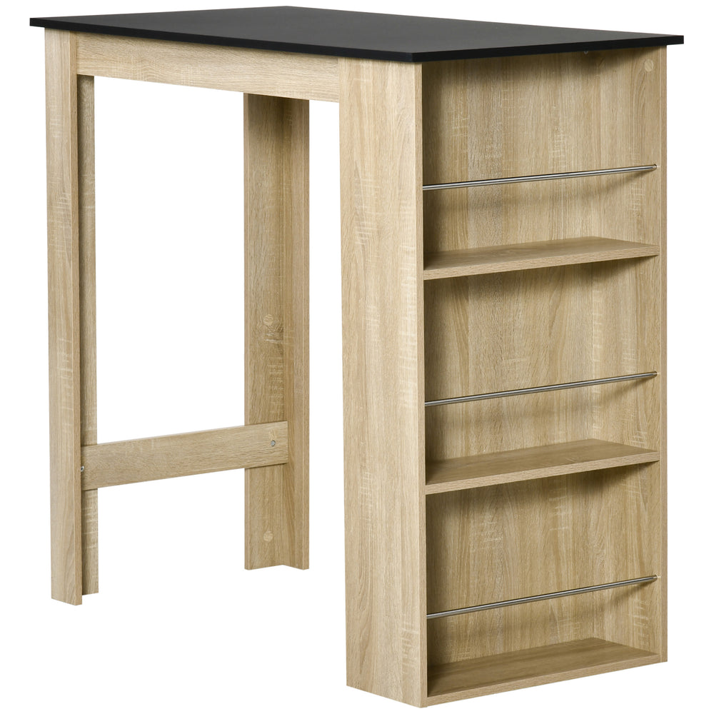 Bar table with 3 storage shelves