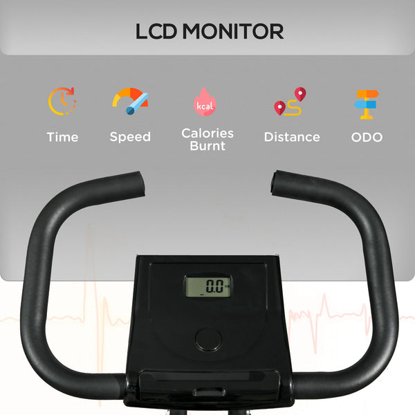 Foldable Exercise Bike with 8-Level Magnetic Resistance, LCD Display, Black