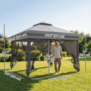 12' x 12' Folding Tent, Instant Shelter with Steel Frame, Dark Grey