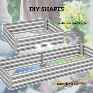 Galvanized raised planter, silver