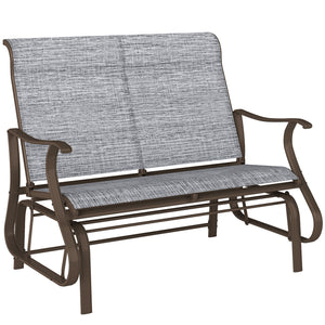 Double rocking chair with armrests, mesh seat and back, grey