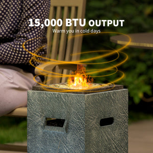 15,000 BTU propane fireplace with LED lighting and fountain, gray 