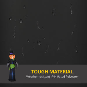 2.4m Inflatable Ghost Pumpkin Head with Hat, Outdoor Inflatable Decoration with LED Lights