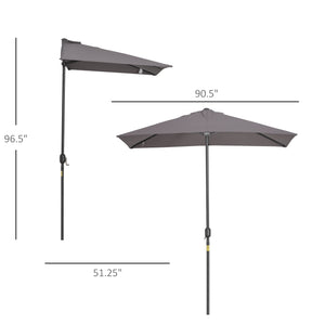 8-foot half-round parasol, grey