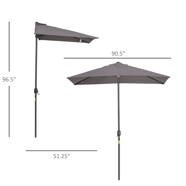 8-foot half-round parasol, grey
