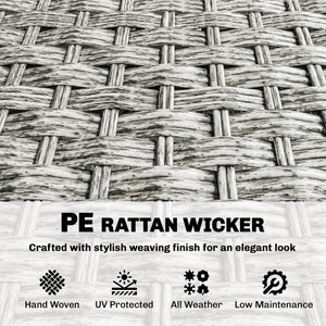 3-seater outdoor braided rattan sofa with cushions, grey