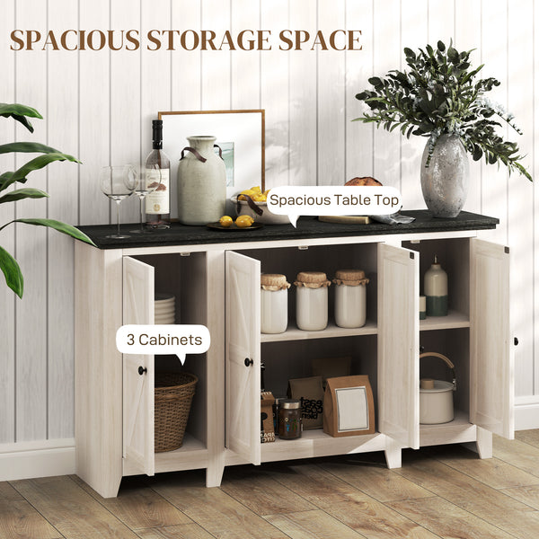 Rustic Sideboard with Adjustable Shelves for Living Room, Dining Room and Entryway, White Wood Grain