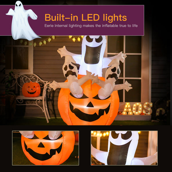 1.8m Tall Inflatable Halloween Lantern with Ghosts, Lantern, Pumpkin and LED Lights