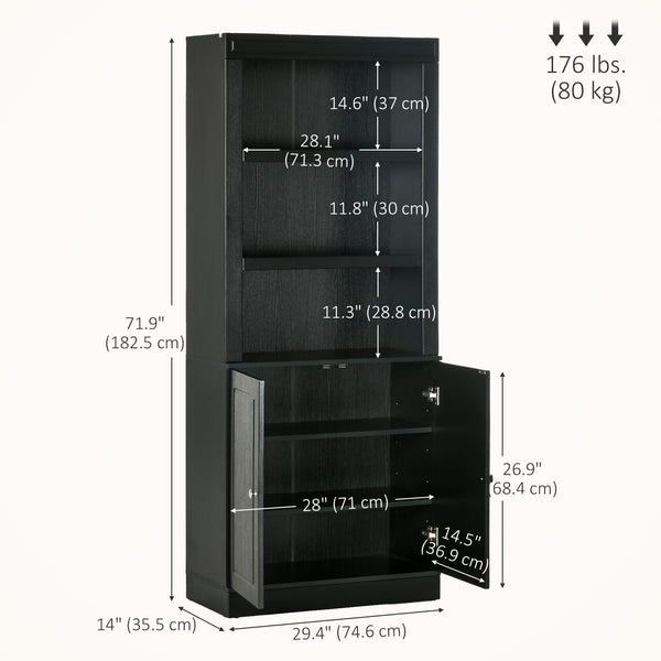 Kitchen sideboard with adjustable shelves, black