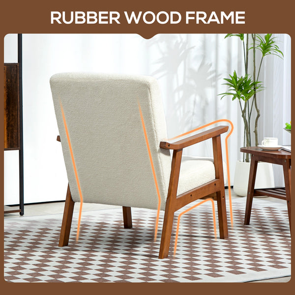 Accent chair with wide seat and thick padding, white