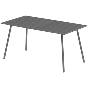 Rectangular dining table for 6 people with steel frame, gray