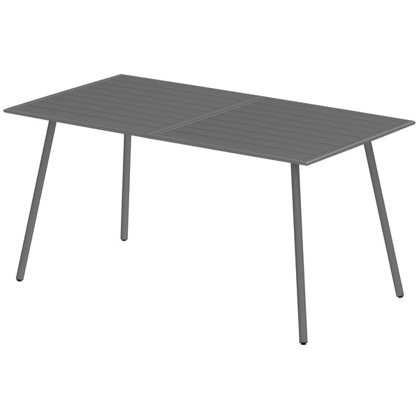 Rectangular dining table for 6 people with steel frame, gray