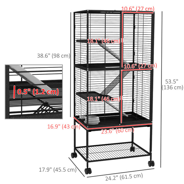 Small animal rolling cage, black