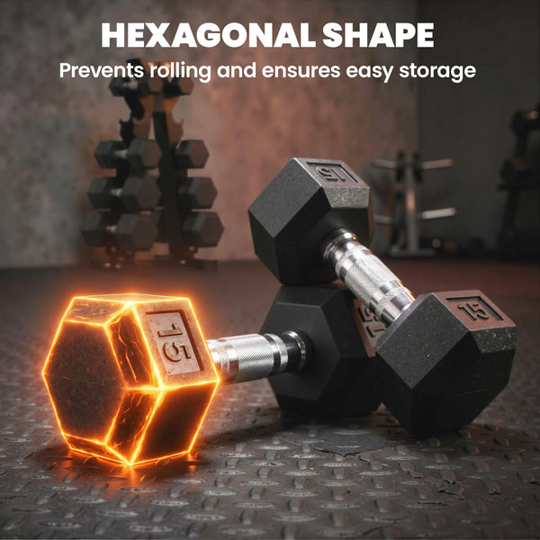 5–30 lb Hex Dumbbell Set with Vertical Storage Rack