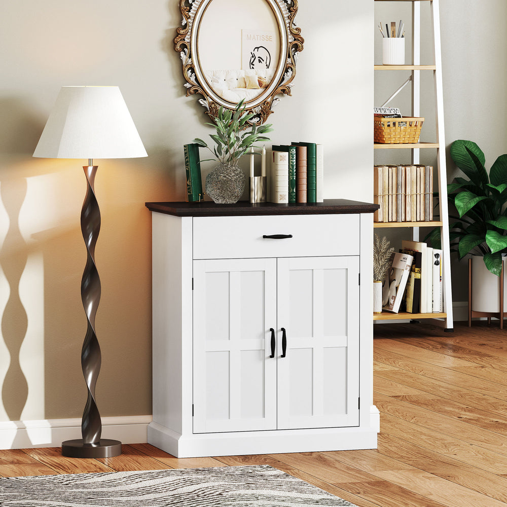 Storage sideboard with drawer, 2 doors and adjustable shelf – White
