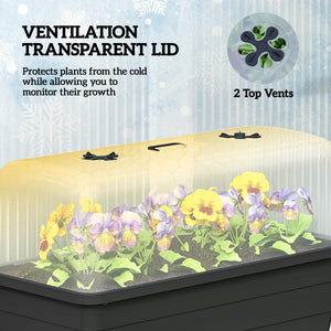 Raised garden bed with automatic watering, transparent lid and ventilation
