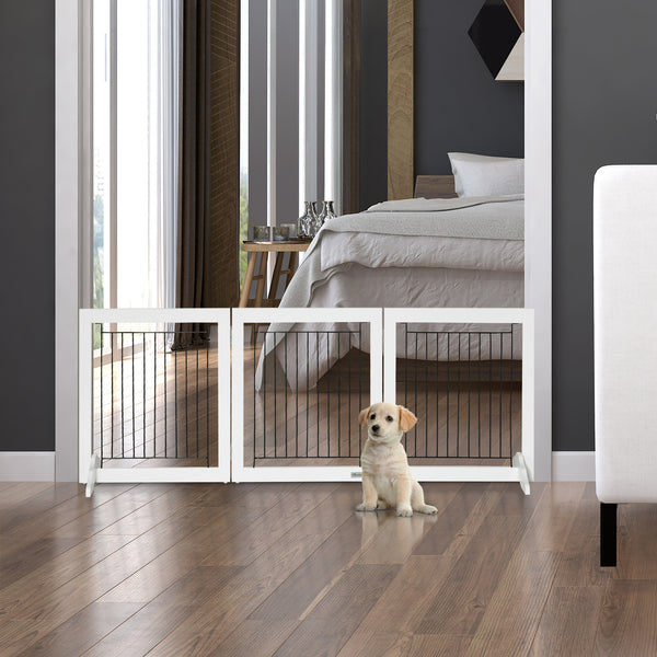 Freestanding foldable barrier with 2 support legs, white