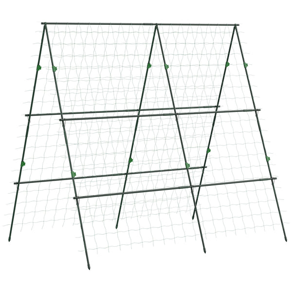 Metal trellis with netting for cucumbers and other climbing plants