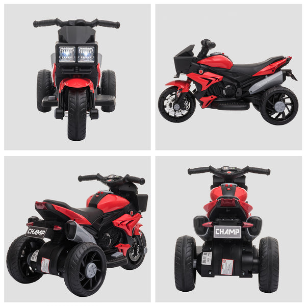 6V Electric Motorcycle with Musical Horn and Headlights, Red