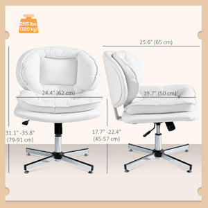 White office chair without armrests, upholstered in faux leather