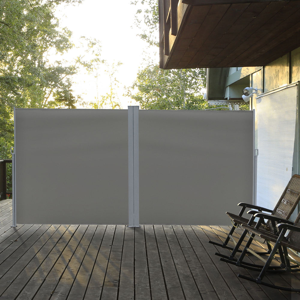 Double-sided retractable outdoor blind, grey