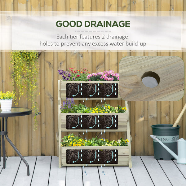 3-tier raised wooden planter