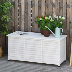 Weatherproof Wooden Deck Storage Box, White