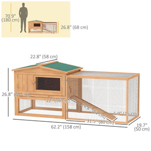 Outdoor rabbit hutch with run and durable roof