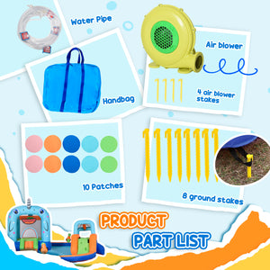 Large Narwhal Style Inflatable Water Castle with Slide, Trampoline, Pool