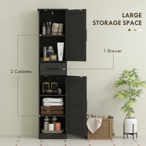 Bathroom cabinet 170 cm high with drawer, barn doors and adjustable shelves, black
