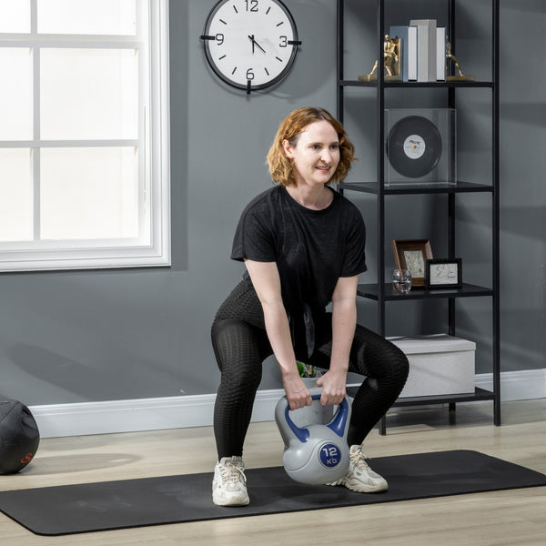 26 lb kettlebell with wide handle and stable base – Dark blue and gray