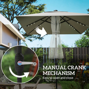 9.7-foot parasol with 22 solar LED lights and tilt function, light gray 