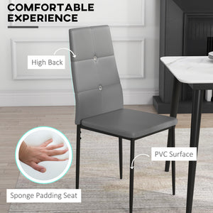 Set of 4 modern high-back, upholstered chairs with padded seats, grey