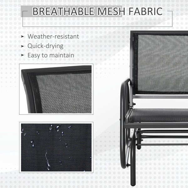 Rocking chair with breathable mesh seat and back, black