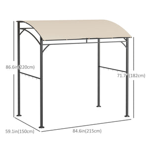 7' x 5' BBQ Grill Gazebo Tent, Garden Grill Canopy with Steel Frame and Hooks, Outdoor Sun Shade, Beige