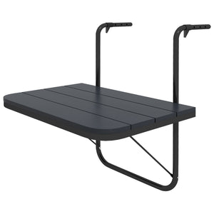 Outdoor hanging table, adjustable balcony table, black
